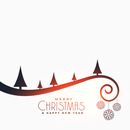 nice merry christmas flat card designwith tree and ballsのイラスト素材