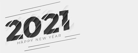 abstract 2021 happy new year banner in papercut styleのイラスト素材