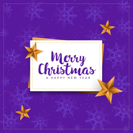 merry christmas purple card with golden stars backgroundのイラスト素材