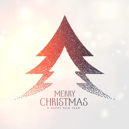 merry christmas creative tree made with particles stippleのイラスト素材