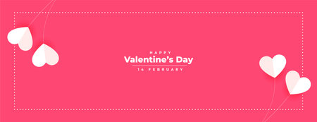 happy valentines day paper hearts banner designのイラスト素材