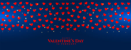 happy valentines day heart blue banner designのイラスト素材