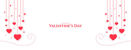 happy valentines day decorative hearts banner designのイラスト素材