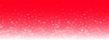 lovely glowing hearts banner on red backgroundのイラスト素材