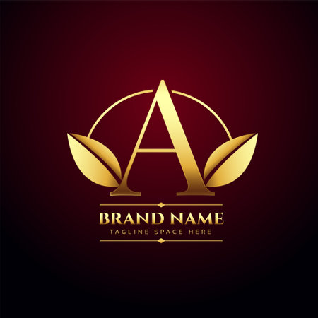 golden leaves letter A concept  in premium styleのイラスト素材