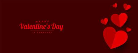 happy valentines day paper hearts banner designのイラスト素材
