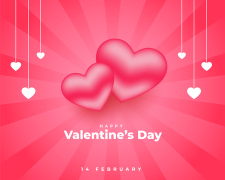 valentines day pink background with 3d hearts designのイラスト素材