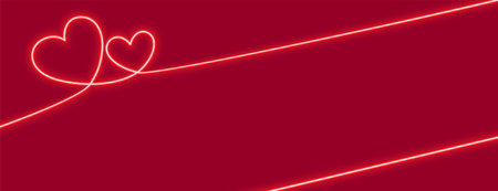 neon hearts banner design with text spaceのイラスト素材