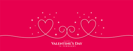 creative happy valentines day line hearts bannerのイラスト素材