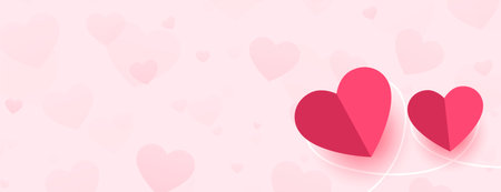valentines day paper heart banner with text spaceのイラスト素材