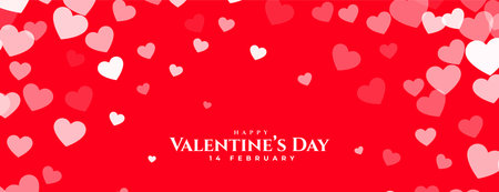happy valentines day red banner with white hearts designのイラスト素材