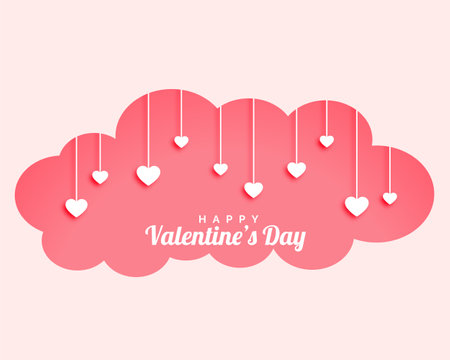 valentines day cloud with hanging hearts designのイラスト素材