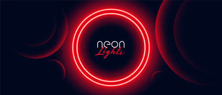red neon circle light frame banner designのイラスト素材