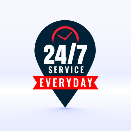 24 hours service everyday label with pointer designのイラスト素材