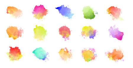big set of watercolor colorful stainsのイラスト素材