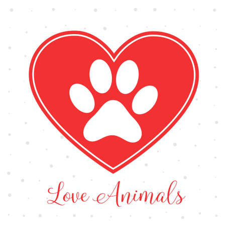 love animals concept with heart and paw printのイラスト素材