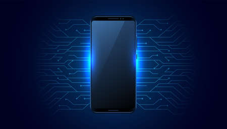 futuristic mobile technology with circuit lines backgroundのイラスト素材