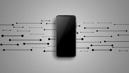 mobile mockup design with lines in backgroundのイラスト素材