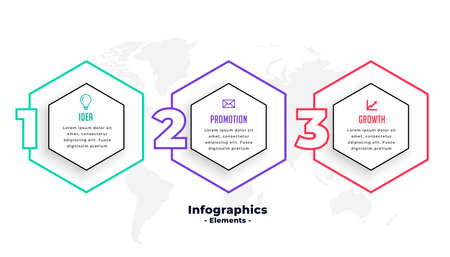 three steps hexagonal shape infographic template designのイラスト素材