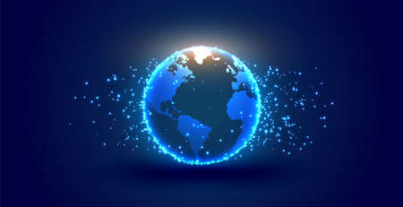 digital earth with particles backgroundのイラスト素材