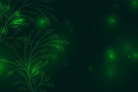 green background with floral leaves decorationのイラスト素材