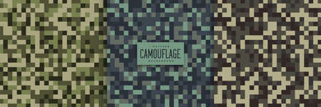 pixel style camouflage pattern texture design setのイラスト素材