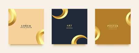 premium social media stories and post luxury golden banners setのイラスト素材