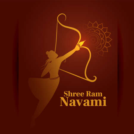 ram navami greeting card with bow and arrow
