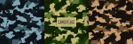 set of military camouflage pattern textureのイラスト素材