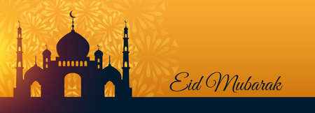 eid mubarak festival mosque beautiful wishes banner