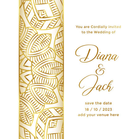 wedding card template with ornamental decorative styleのイラスト素材