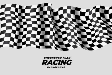 checkered racing flag waving backgroundのイラスト素材