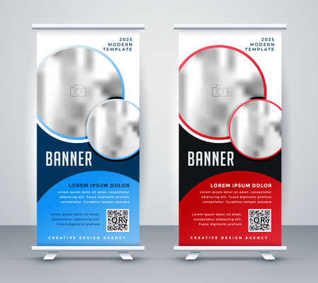 vertical roll up banner standee template designのイラスト素材