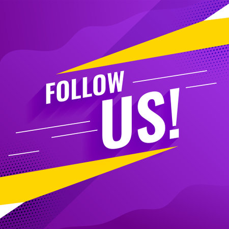 follow us purple banner designのイラスト素材
