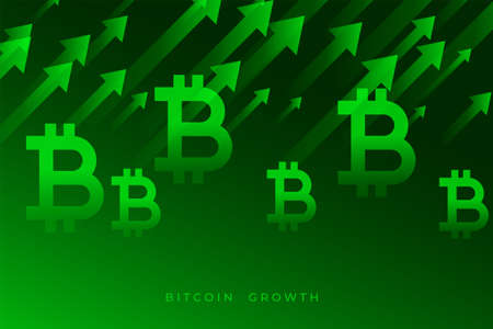 bitcoin growth graph with upward green arrowsのイラスト素材