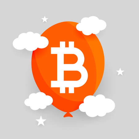 flat bitcoin bubble balloon with clouds conceptのイラスト素材