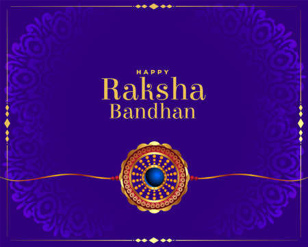 purple raksha bandhan festival card with realistic rakhiのイラスト素材