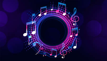 musical notes frame with text spaceのイラスト素材