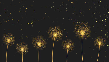 golden dandelion flower seeds backgroundのイラスト素材