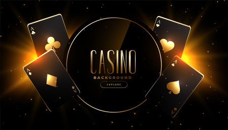 glowing golden black playing cards casino background designのイラスト素材
