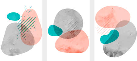 abstract minimal watercolor hand drawn fluid shapes backgroundのイラスト素材