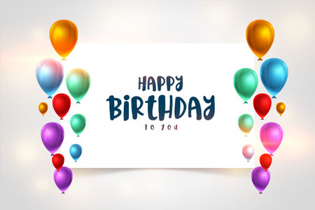 colorful realistic happy birthday balloons backgroundのイラスト素材