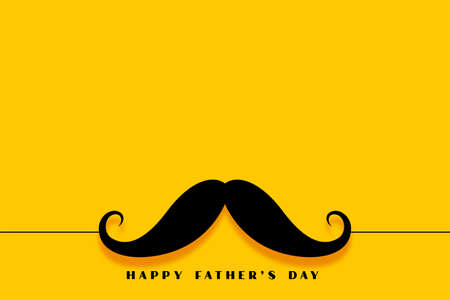 minimalist happy fathers day mustache yellow background