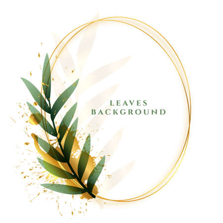 leaves with golden frame backgroundのイラスト素材