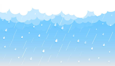 rainfall background with clouds and dropletsのイラスト素材