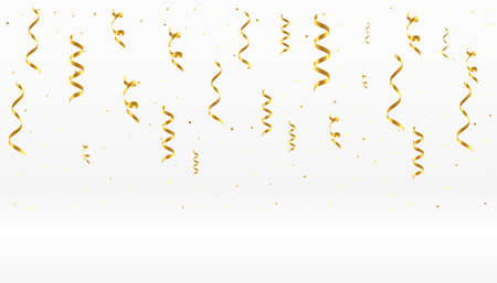 falling golden confetti ribbons on white backgroundのイラスト素材
