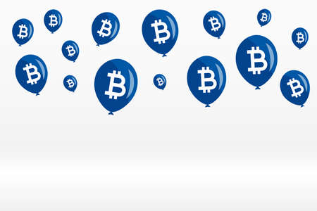 flying bitcoin balloon concept backgroundのイラスト素材