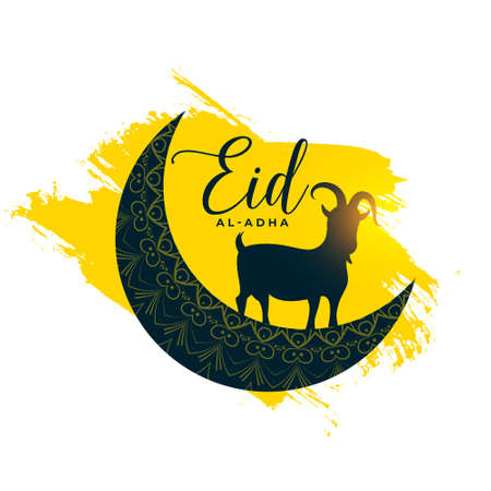 eid al adha card with goat and moonのイラスト素材