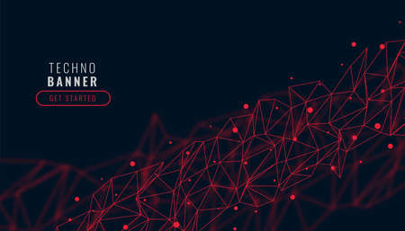 low poly red abstract network connection background