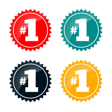 number one label badges in four colorsのイラスト素材